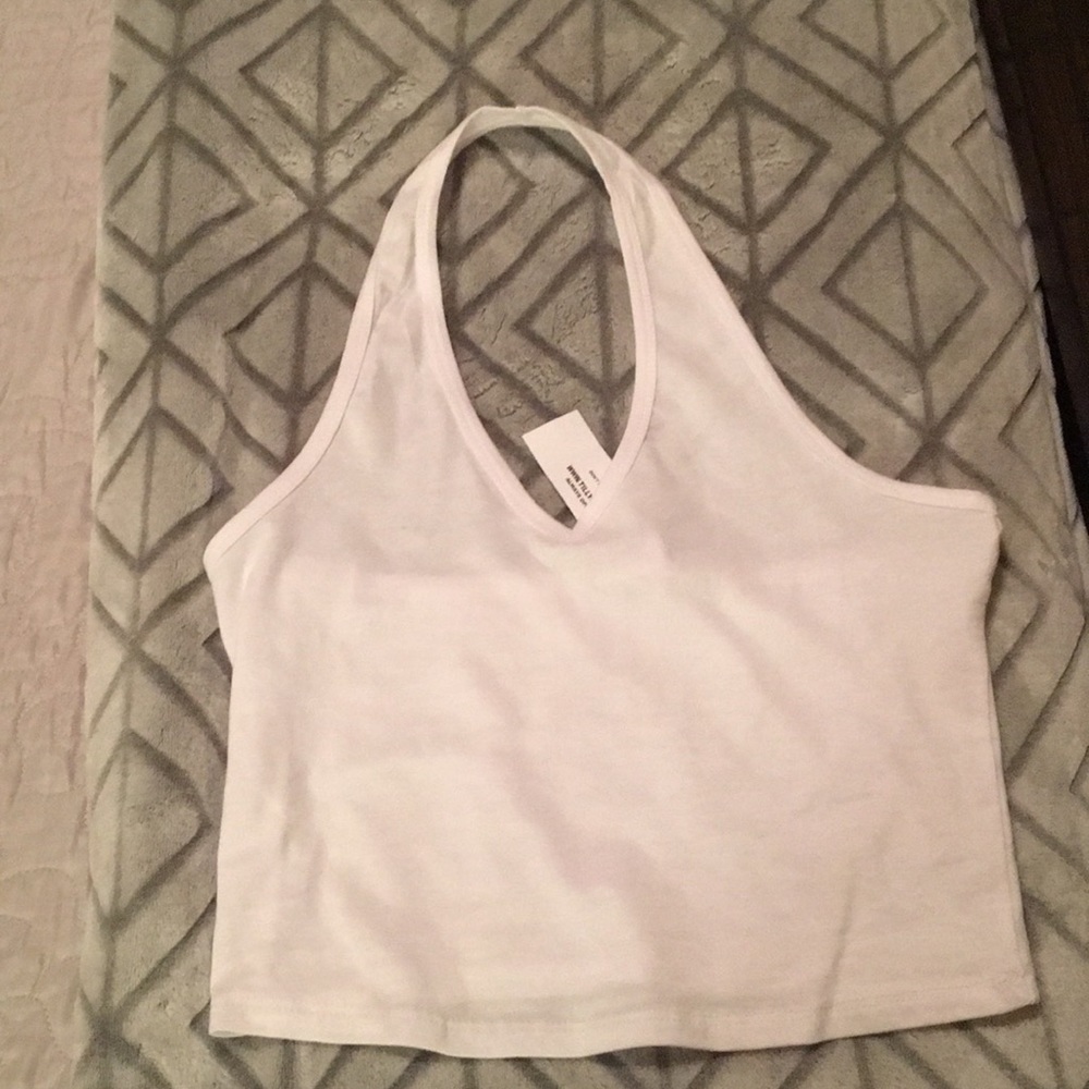 White Sleevless Halter Top